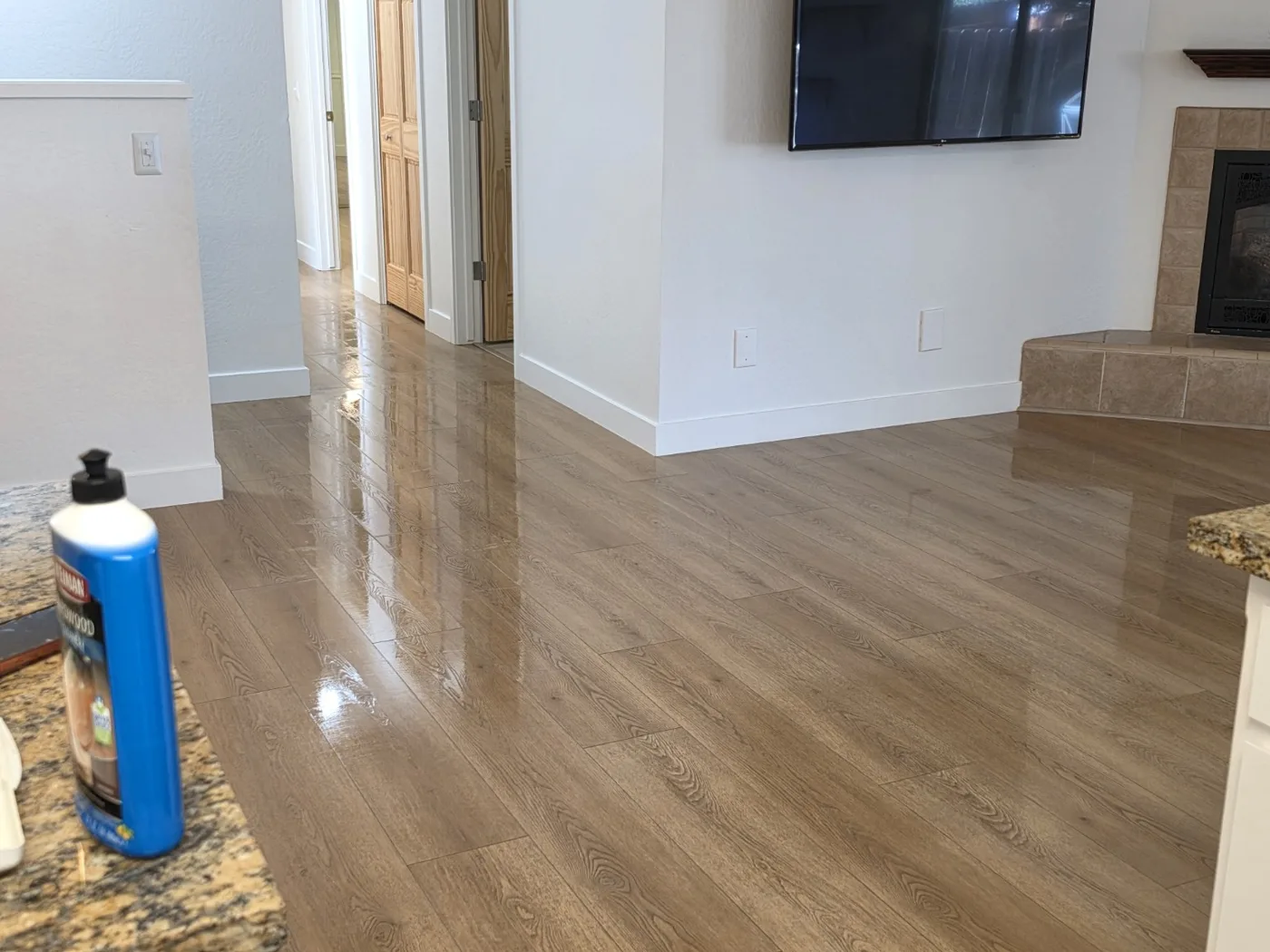Trim finishing in progress — Cityscape Painting project collection