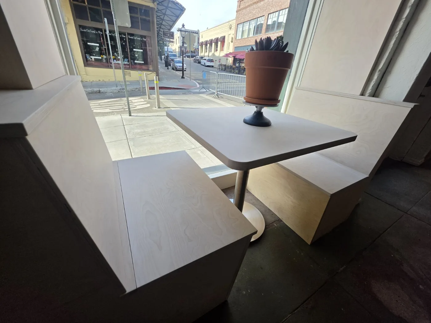 Window-side wood finish — Cityscape Painting project collection