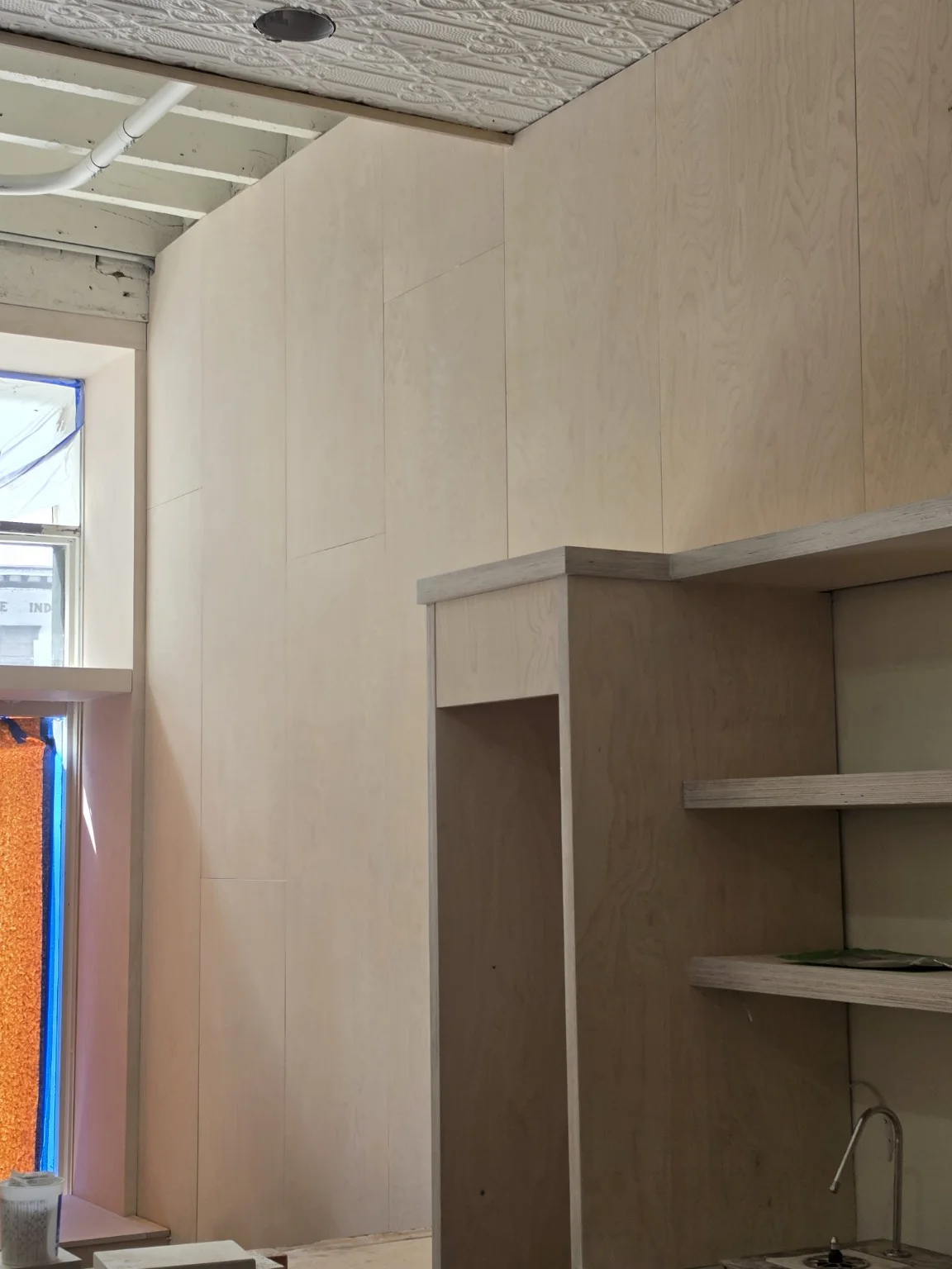 Built-in shelving preparation — Cityscape Painting project collection